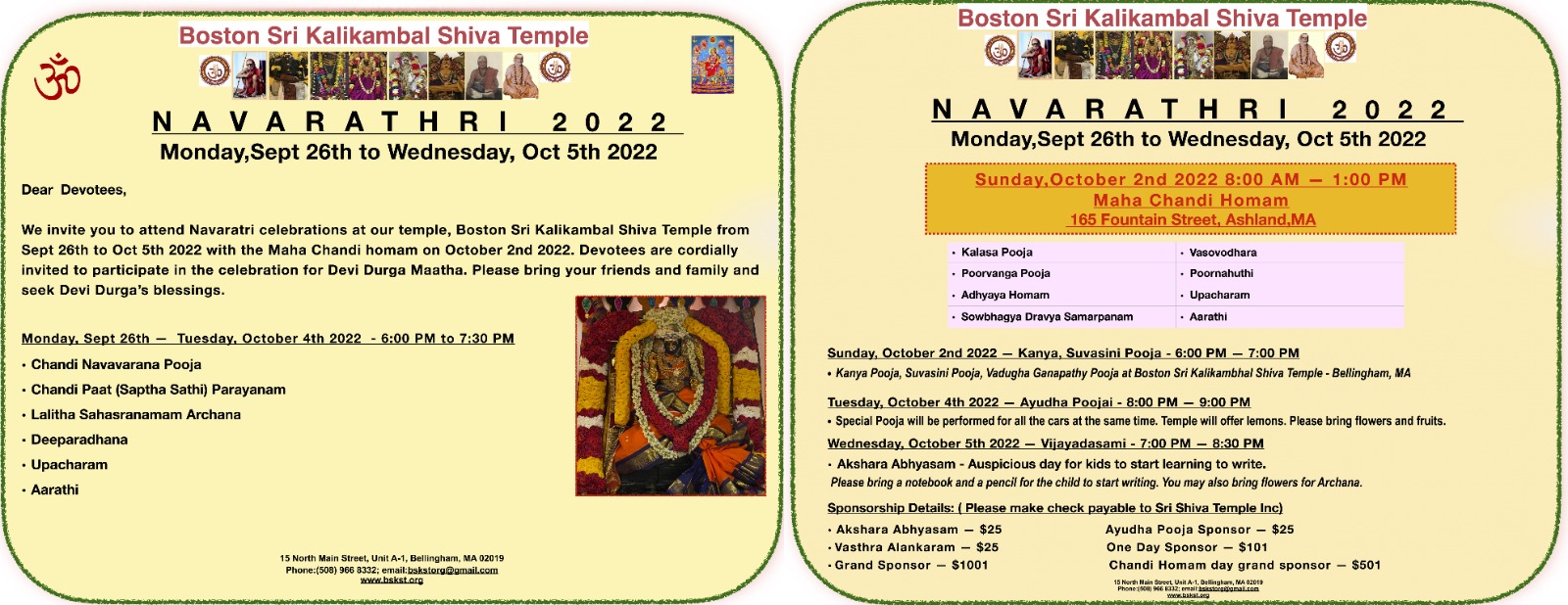 Navarathri_2022_Flyer Boston Sri Kalikambal Shiva Temple